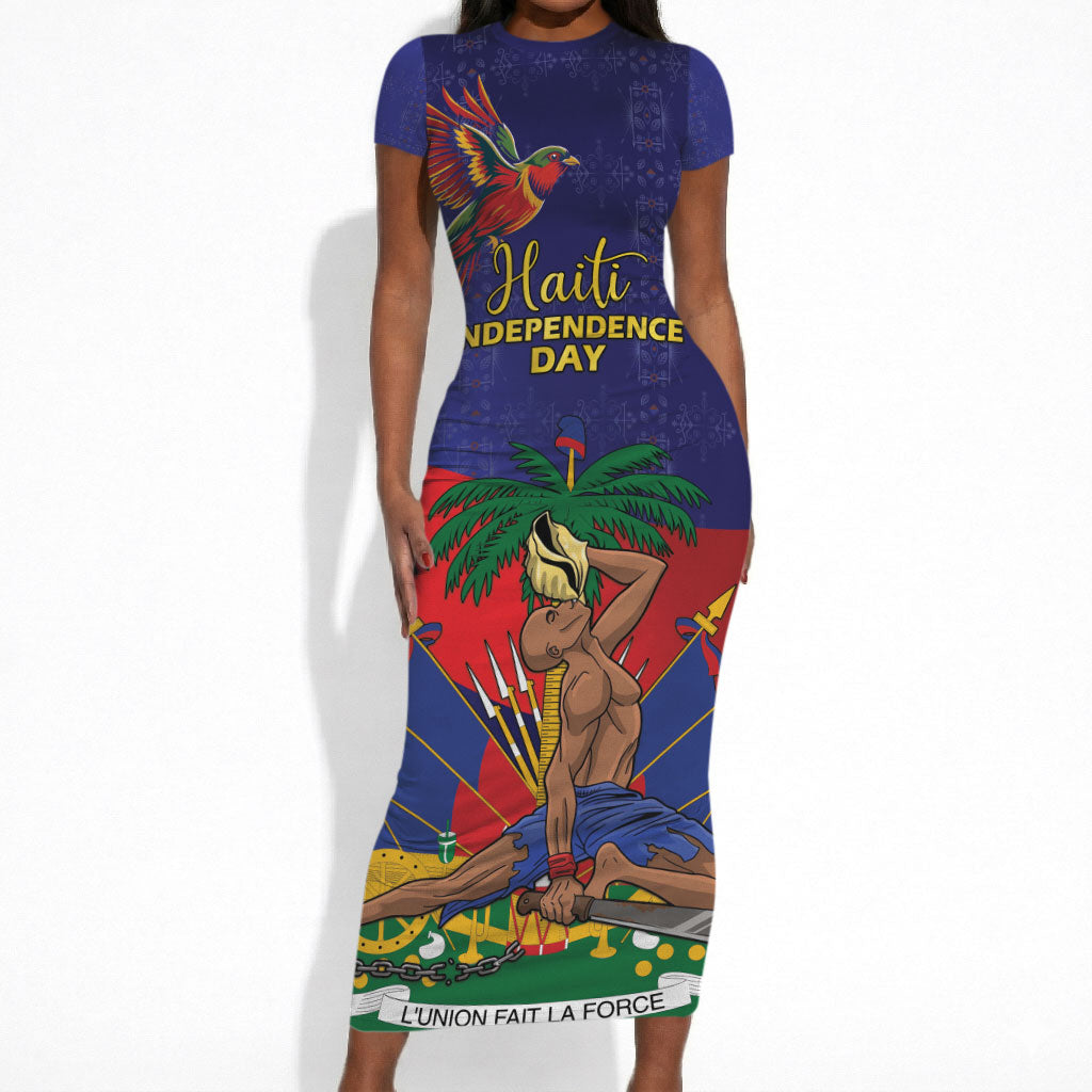Haiti Independence Day Short Sleeve Bodycon Dress Ayiti Freedom Heritage