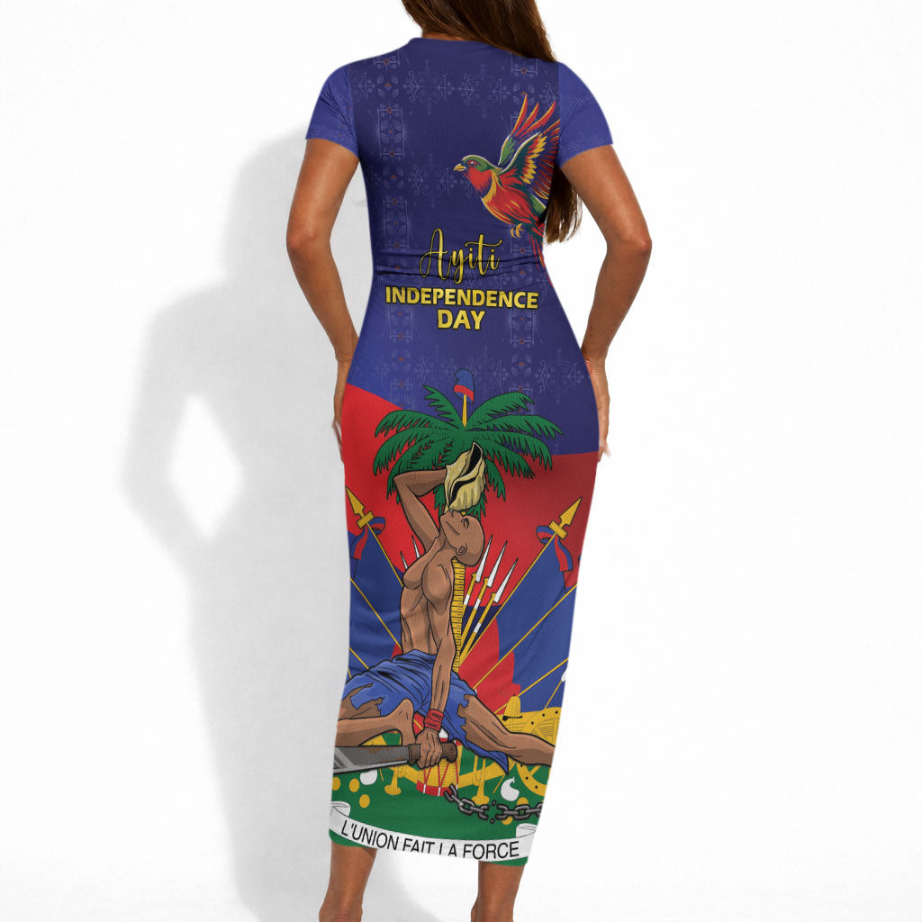 Haiti Independence Day Short Sleeve Bodycon Dress Ayiti Freedom Heritage