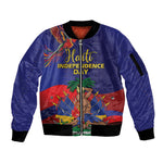 Haiti Independence Day Sleeve Zip Bomber Jacket Ayiti Freedom Heritage