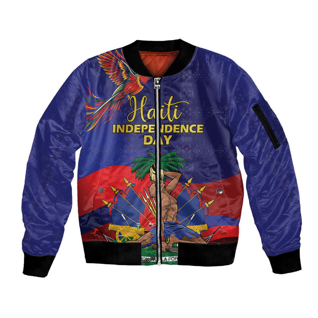 Haiti Independence Day Sleeve Zip Bomber Jacket Ayiti Freedom Heritage