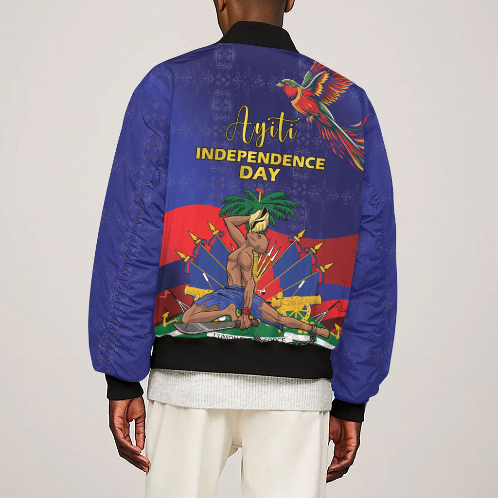 Haiti Independence Day Sleeve Zip Bomber Jacket Ayiti Freedom Heritage