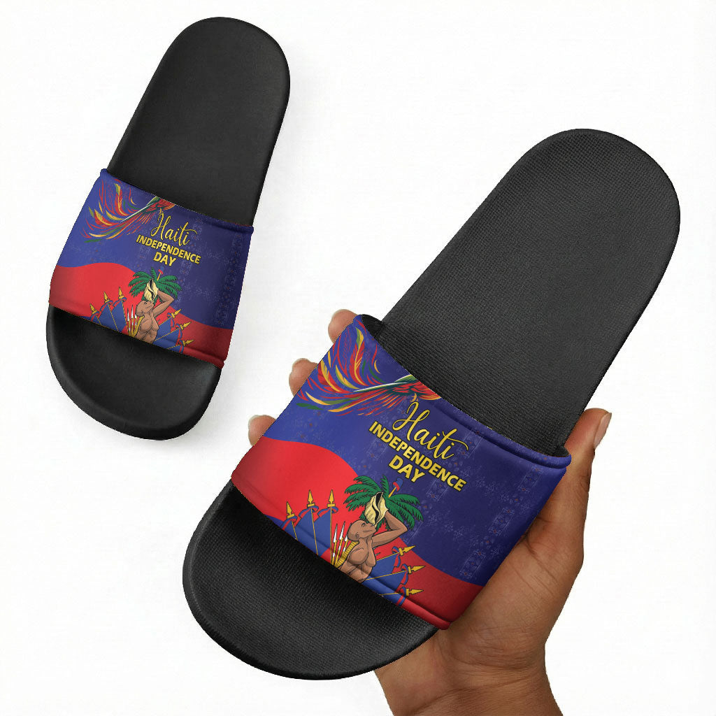 Haiti Independence Day Slide Sandals Ayiti Freedom Heritage
