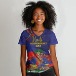 Haiti Independence Day Women V-Neck T-Shirt Ayiti Freedom Heritage