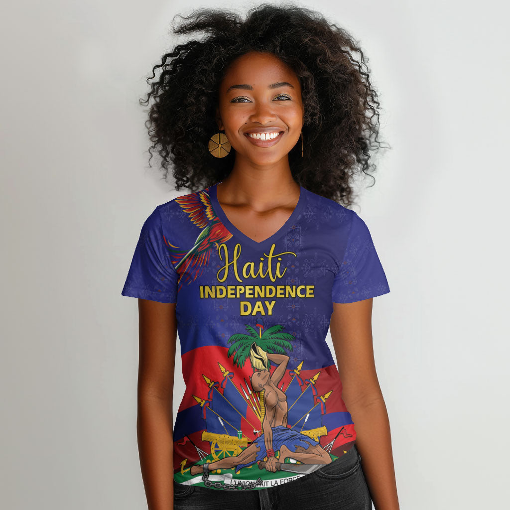 Haiti Independence Day Women V-Neck T-Shirt Ayiti Freedom Heritage