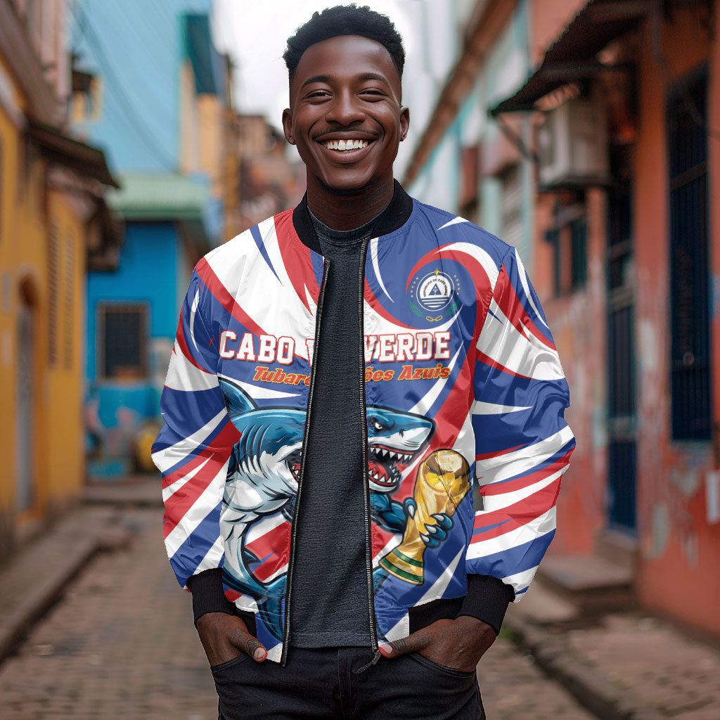 Custom World Football 2026 Cabo Verde Bomber Jacket Blue Shark Champions Trophy