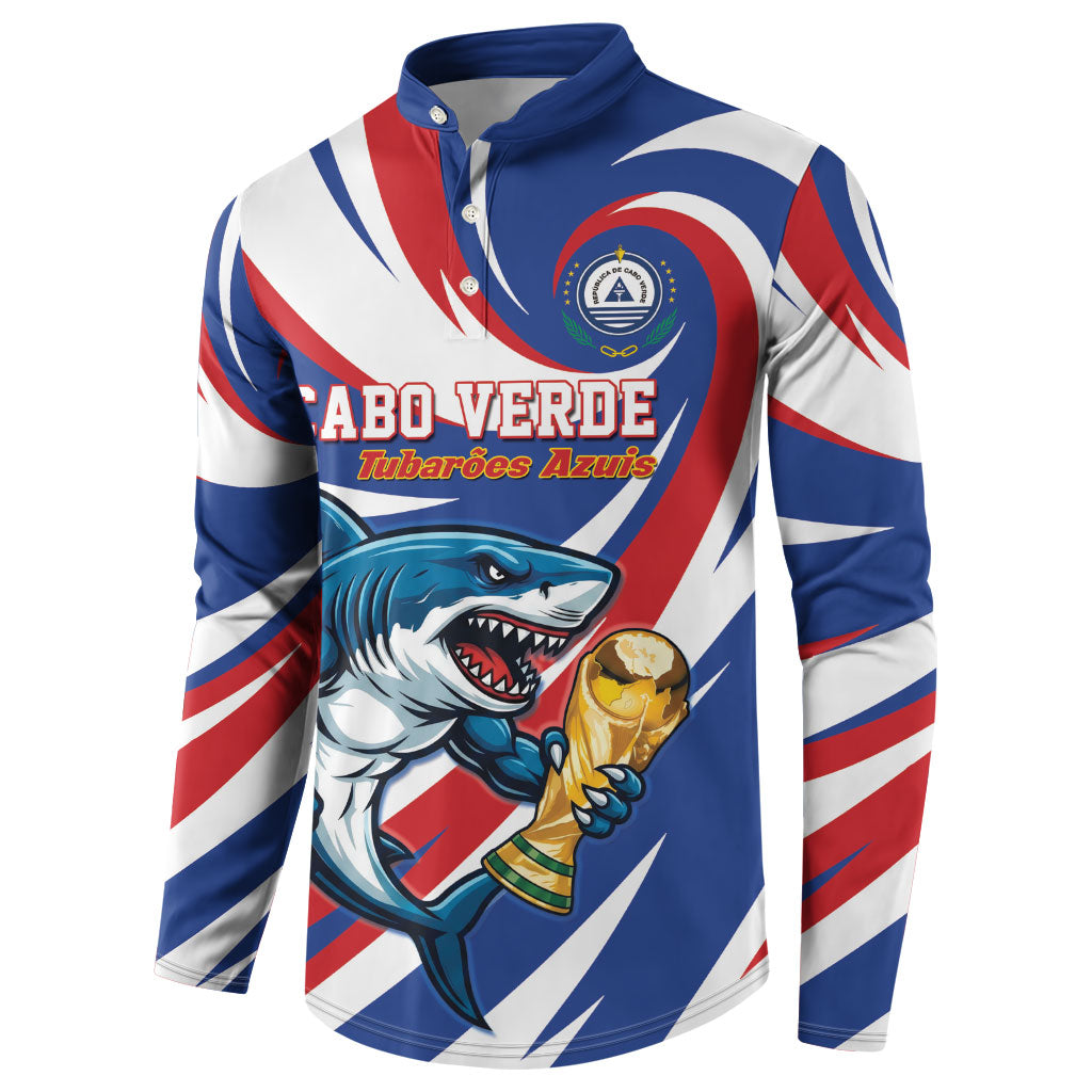 Custom World Football 2026 Cabo Verde Button Sweatshirt Blue Shark Champions Trophy