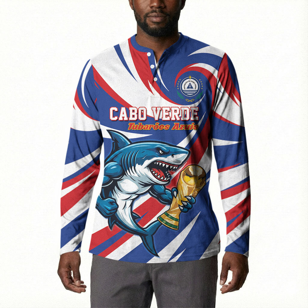 Custom World Football 2026 Cabo Verde Button Sweatshirt Blue Shark Champions Trophy