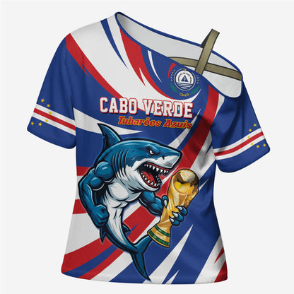 Custom World Football 2026 Cabo Verde Cross Shoulder Shirt Blue Shark Champions Trophy