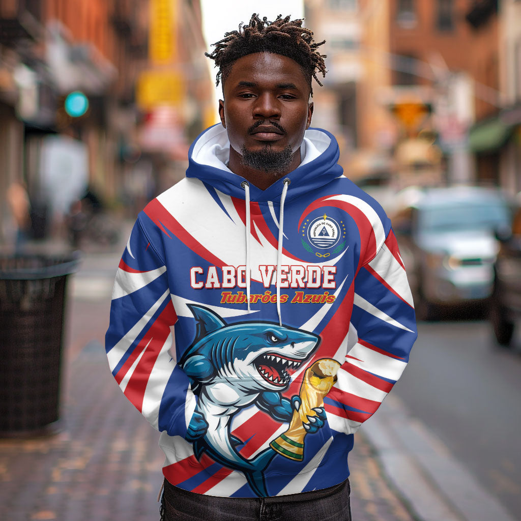 Custom World Football 2026 Cabo Verde Hoodie Blue Shark Champions Trophy
