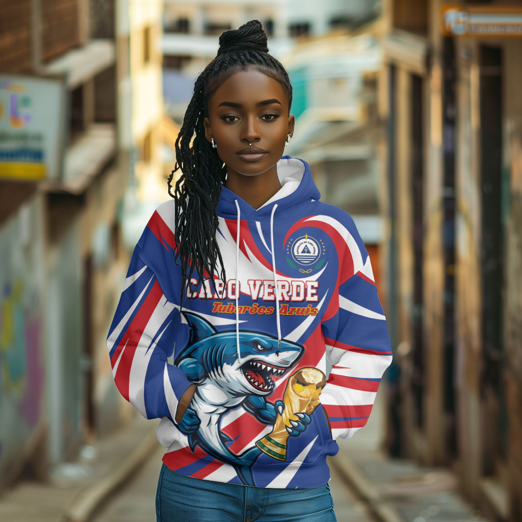Custom World Football 2026 Cabo Verde Hoodie Blue Shark Champions Trophy