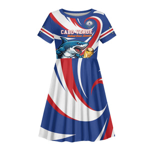 Custom World Football 2026 Cabo Verde Kid Short Sleeve Dress Blue Shark Champions Trophy