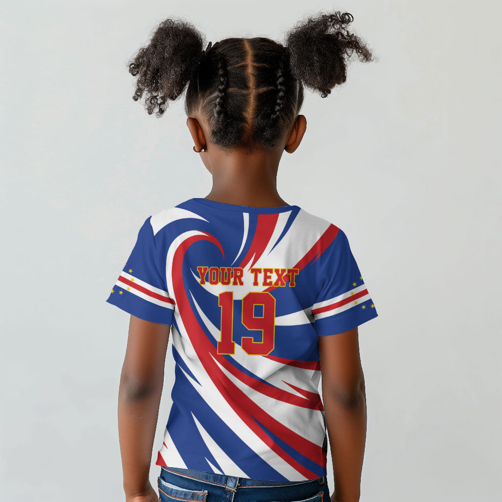 Custom World Football 2026 Cabo Verde Kid T shirt Blue Shark Champions Trophy