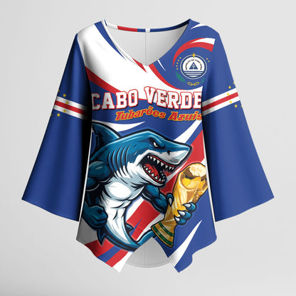 Custom World Football 2026 Cabo Verde Kimono Sleeve Blouse Blue Shark Champions Trophy