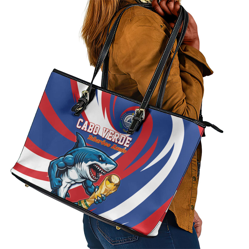 World Football 2026 Cabo Verde Leather Tote Bag Blue Shark Champions Trophy
