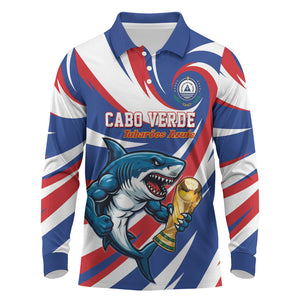 Custom World Football 2026 Cabo Verde Long Sleeve Polo Shirt Blue Shark Champions Trophy
