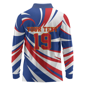 Custom World Football 2026 Cabo Verde Long Sleeve Polo Shirt Blue Shark Champions Trophy