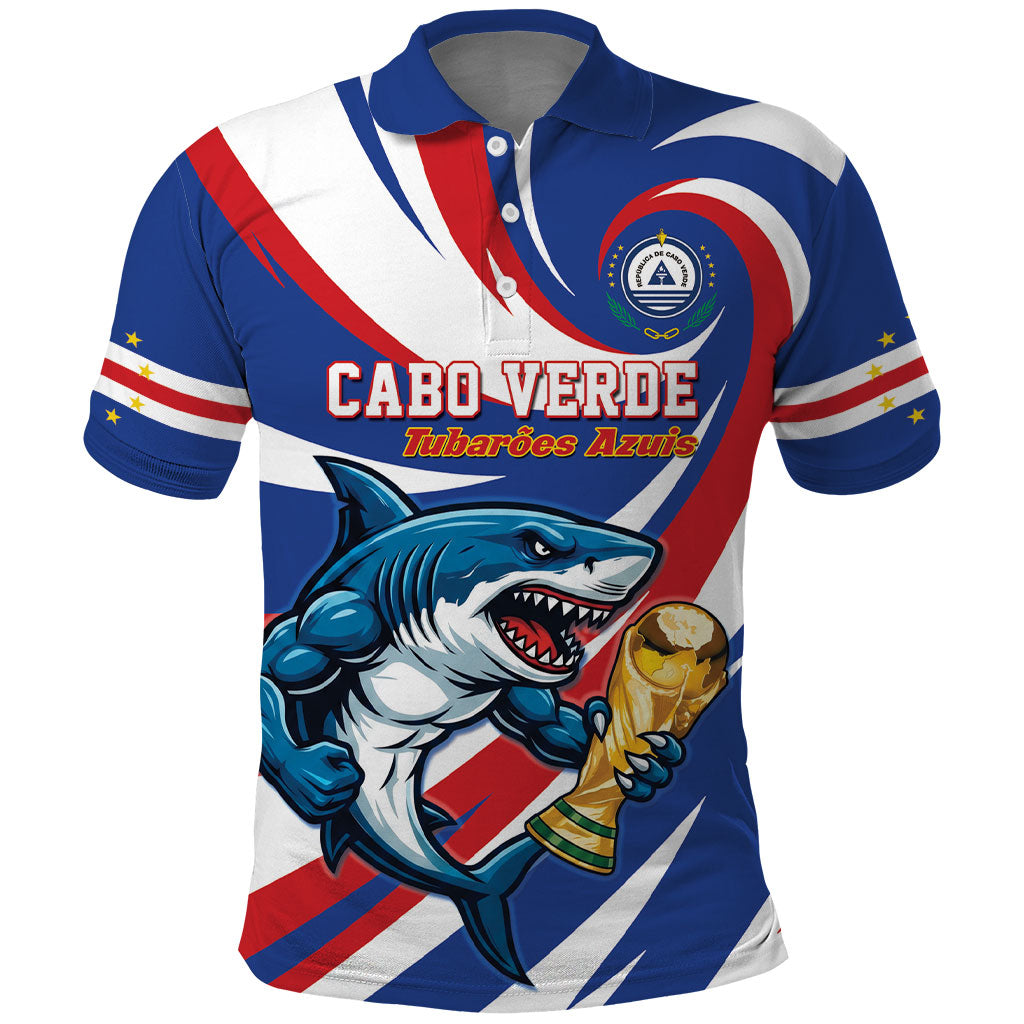 Custom World Football 2026 Cabo Verde Polo Shirt Blue Shark Champions Trophy