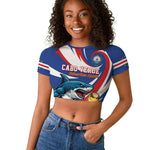 Custom World Football 2026 Cabo Verde Raglan Cropped T shirt Blue Shark Champions Trophy