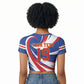 Custom World Football 2026 Cabo Verde Raglan Cropped T shirt Blue Shark Champions Trophy