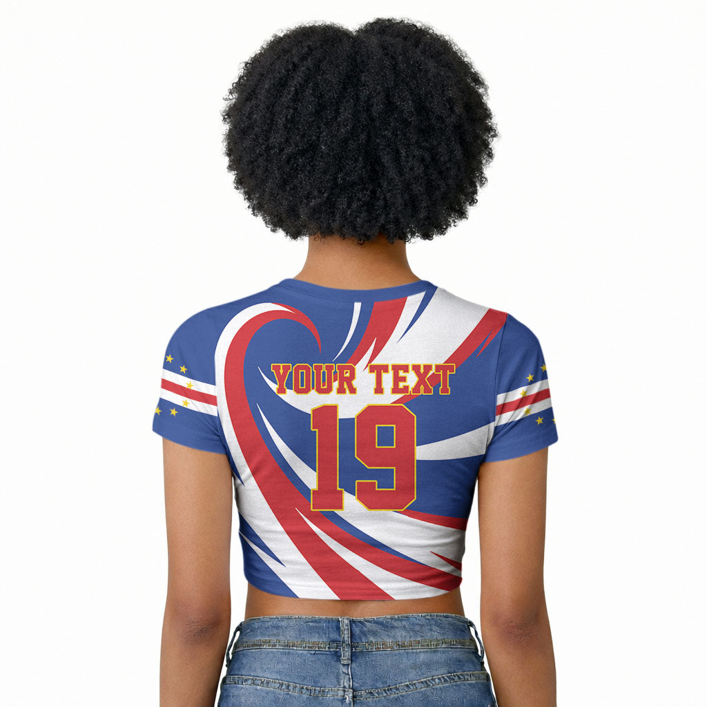 Custom World Football 2026 Cabo Verde Raglan Cropped T shirt Blue Shark Champions Trophy