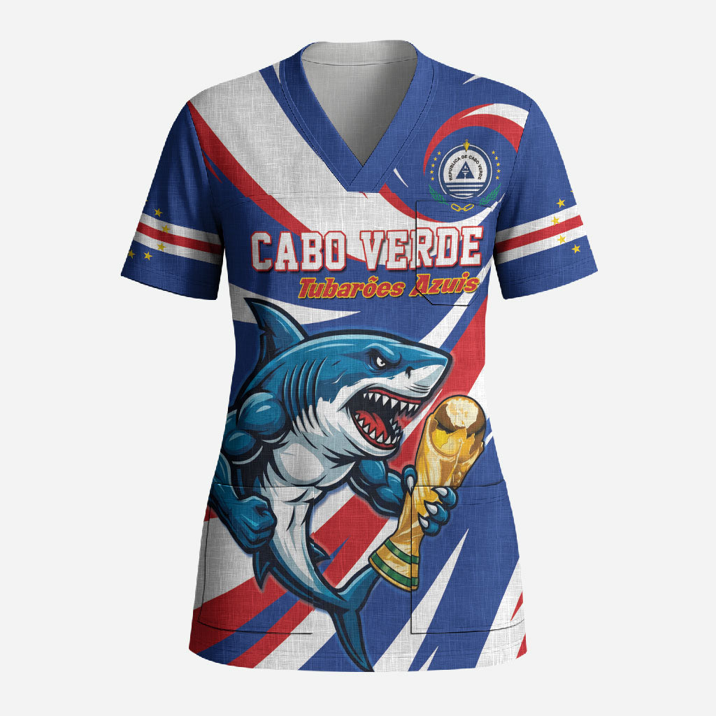 Custom World Football 2026 Cabo Verde Scrub Top Blue Shark Champions Trophy