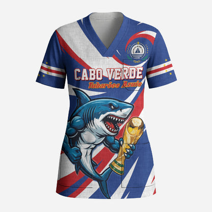 Custom World Football 2026 Cabo Verde Scrub Top Blue Shark Champions Trophy