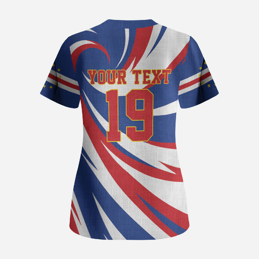 Custom World Football 2026 Cabo Verde Scrub Top Blue Shark Champions Trophy