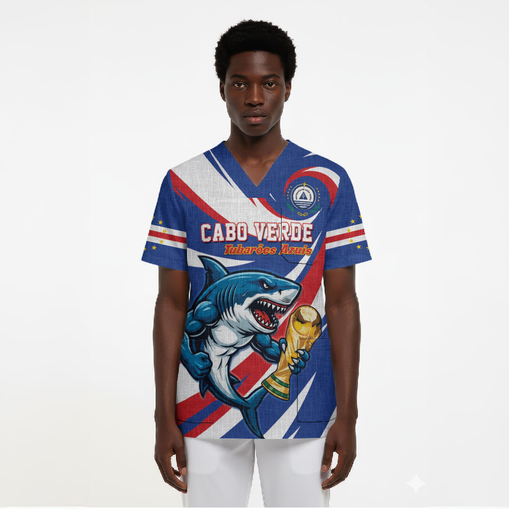 Custom World Football 2026 Cabo Verde Scrub Top Blue Shark Champions Trophy