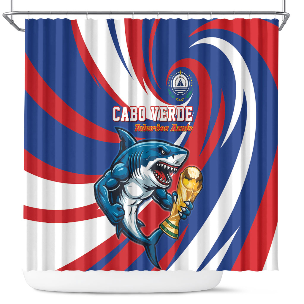World Football 2026 Cabo Verde Shower Curtain Blue Shark Champions Trophy