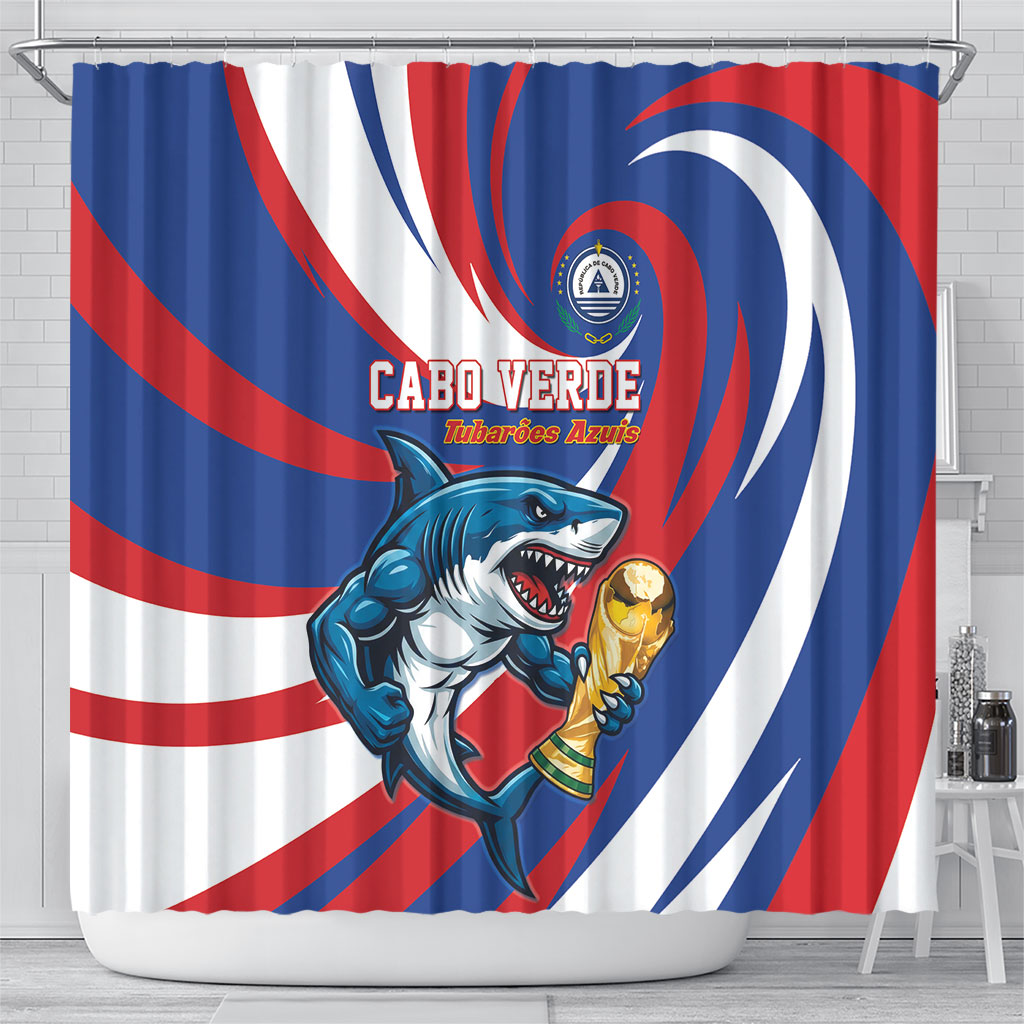 World Football 2026 Cabo Verde Shower Curtain Blue Shark Champions Trophy