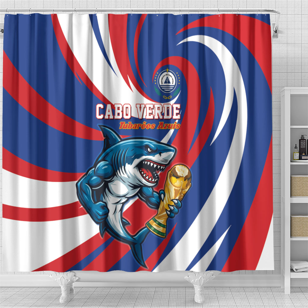 World Football 2026 Cabo Verde Shower Curtain Blue Shark Champions Trophy