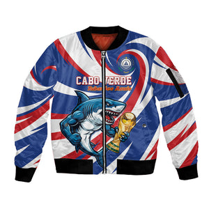 Custom World Football 2026 Cabo Verde Sleeve Zip Bomber Jacket Blue Shark Champions Trophy