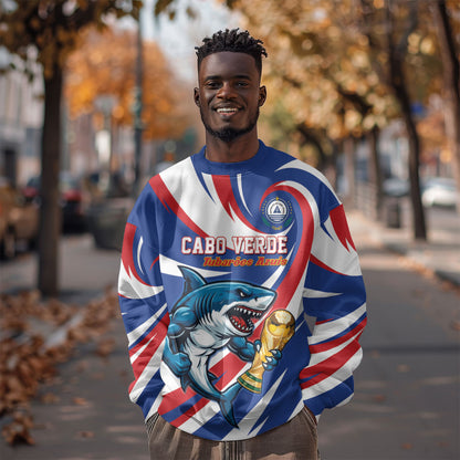 Custom World Football 2026 Cabo Verde Sweatshirt Blue Shark Champions Trophy