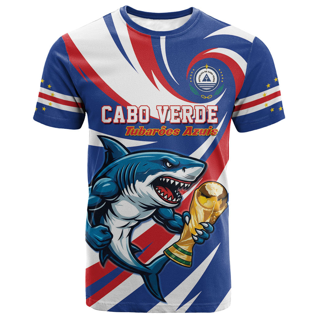 Custom World Football 2026 Cabo Verde T shirt Blue Shark Champions Trophy