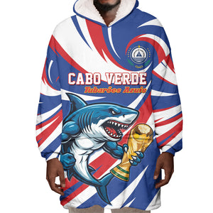 Custom World Football 2026 Cabo Verde Wearable Blanket Hoodie Blue Shark Champions Trophy