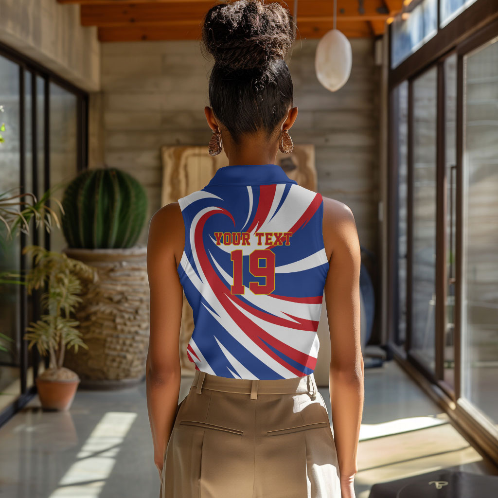 Custom World Football 2026 Cabo Verde Women Sleeveless Polo Shirt Blue Shark Champions Trophy