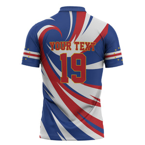Custom World Football 2026 Cabo Verde Zipper Polo Shirt Blue Shark Champions Trophy
