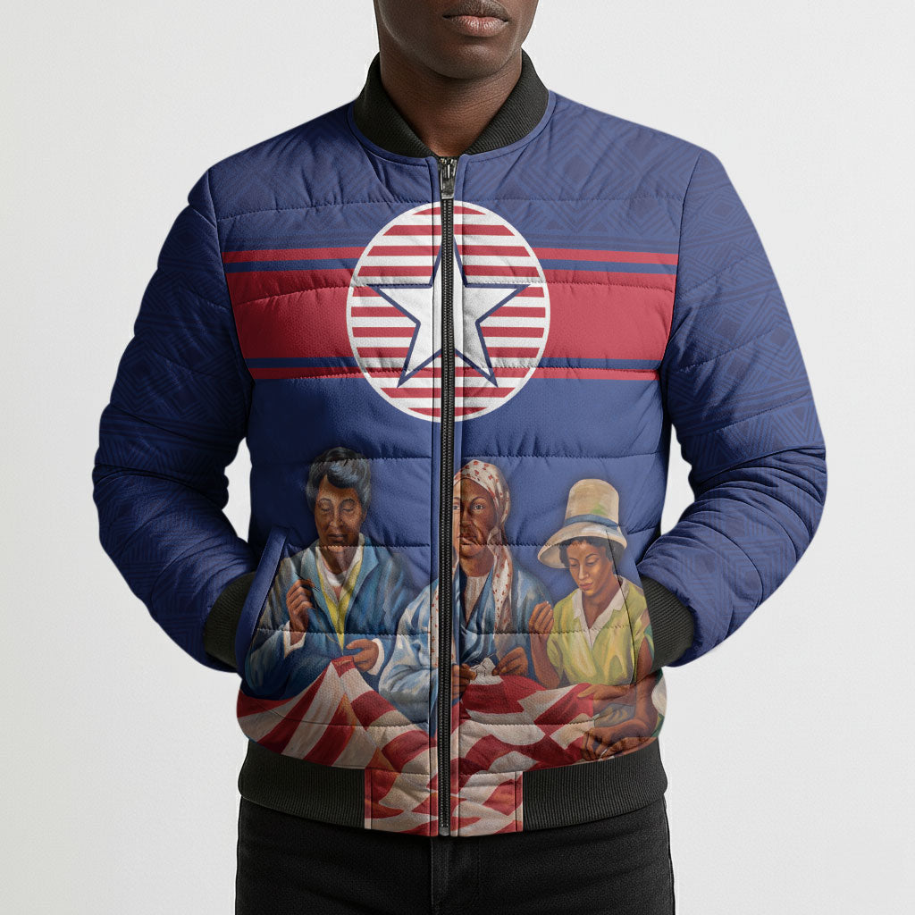 Liberia Flag Day Bomber Puffer Jacket Lone Star Heritage Pride