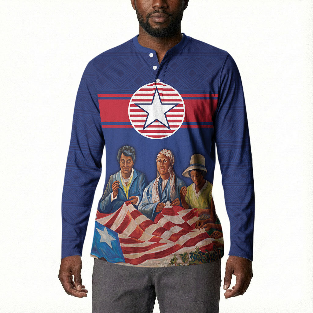 Liberia Flag Day Button Sweatshirt Lone Star Heritage Pride