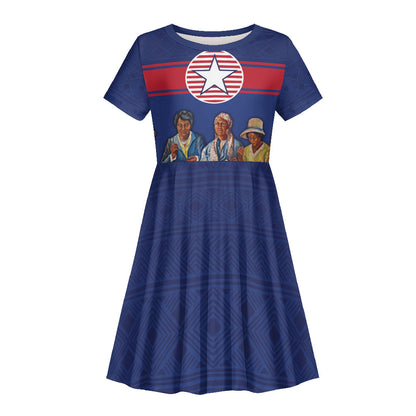 Liberia Flag Day Kid Short Sleeve Dress Lone Star Heritage Pride