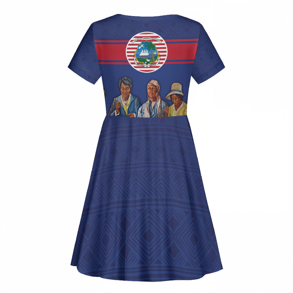 Liberia Flag Day Kid Short Sleeve Dress Lone Star Heritage Pride