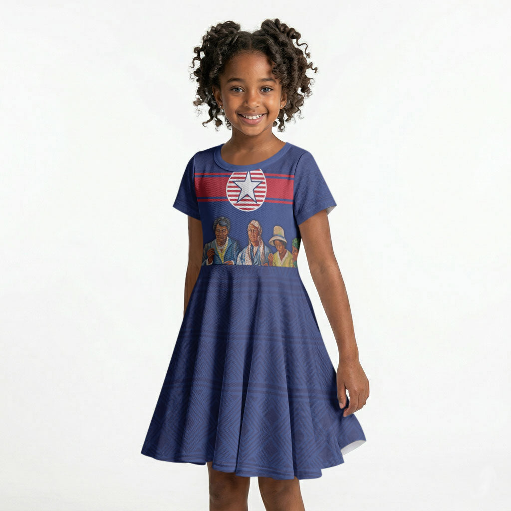 Liberia Flag Day Kid Short Sleeve Dress Lone Star Heritage Pride