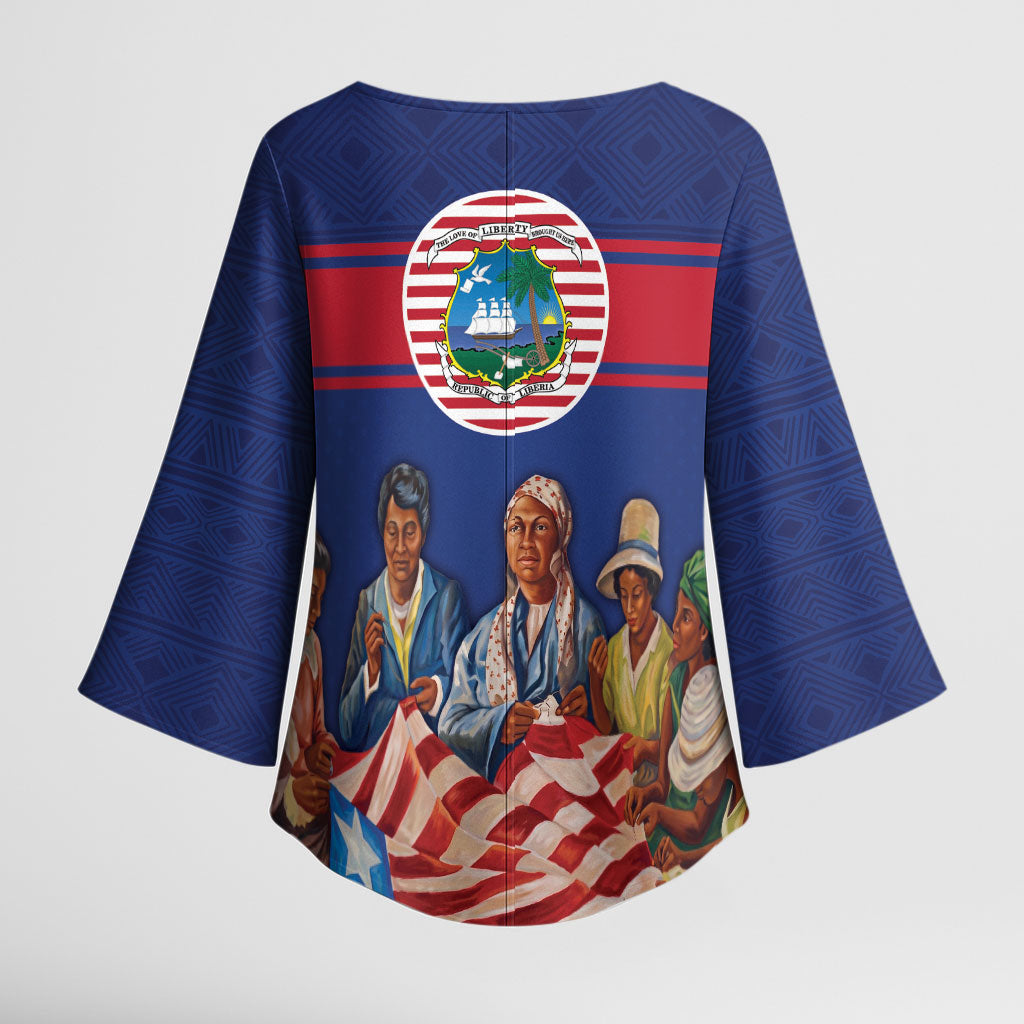 Liberia Flag Day Kimono Sleeve Blouse Lone Star Heritage Pride