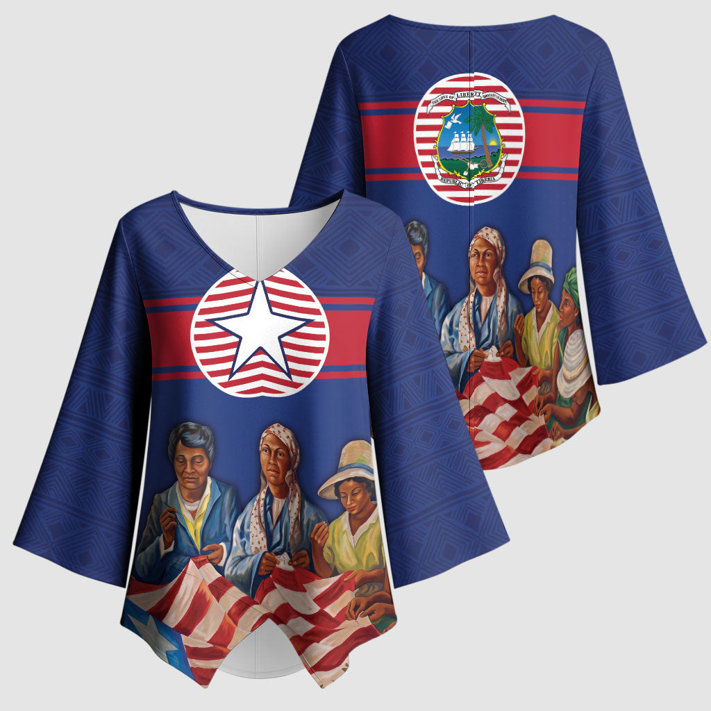 Liberia Flag Day Kimono Sleeve Blouse Lone Star Heritage Pride