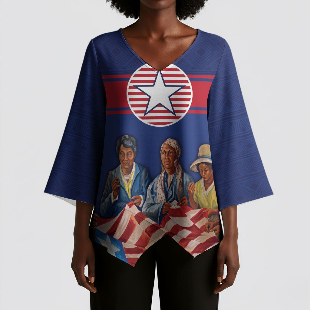 Liberia Flag Day Kimono Sleeve Blouse Lone Star Heritage Pride