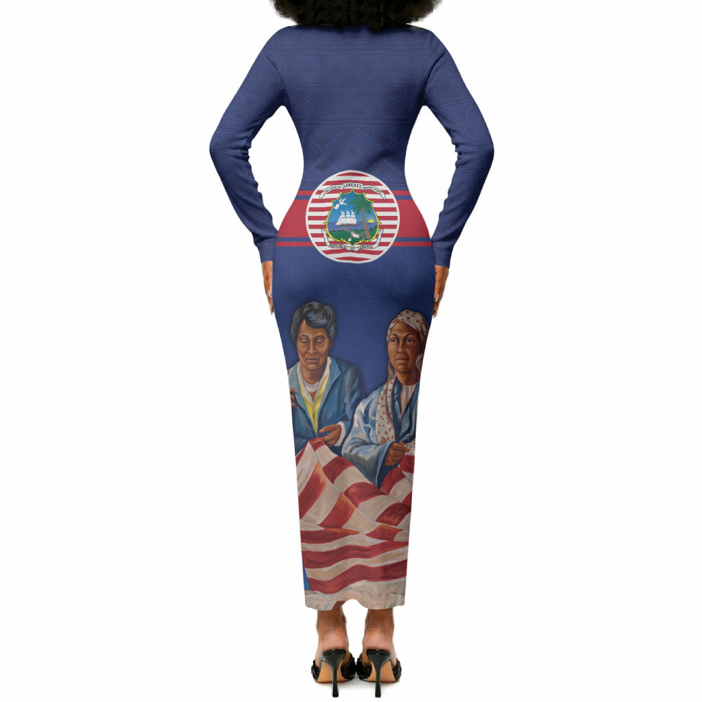 Liberia Flag Day Long Sleeve Bodycon Dress Lone Star Heritage Pride