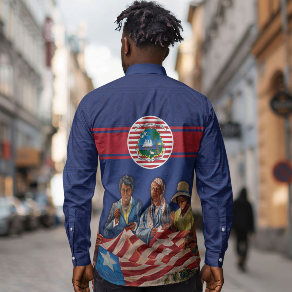 Liberia Flag Day Long Sleeve Button Shirt Lone Star Heritage Pride