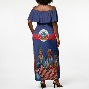 Liberia Flag Day Off Shoulder Maxi Dress Lone Star Heritage Pride