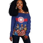 Liberia Flag Day Off Shoulder Sweater Lone Star Heritage Pride