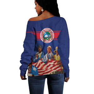 Liberia Flag Day Off Shoulder Sweater Lone Star Heritage Pride